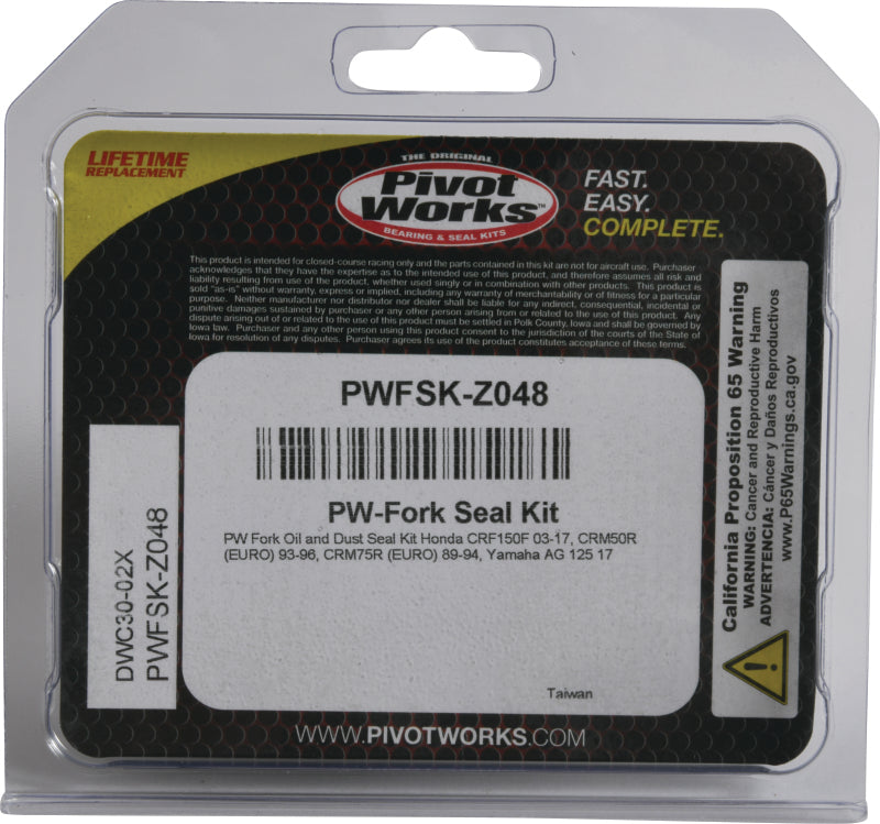 Pivot Works 93-96 Honda CRM50R (EURO) Fork Oil & Dust Seal Kit Control Arms Pivot Works