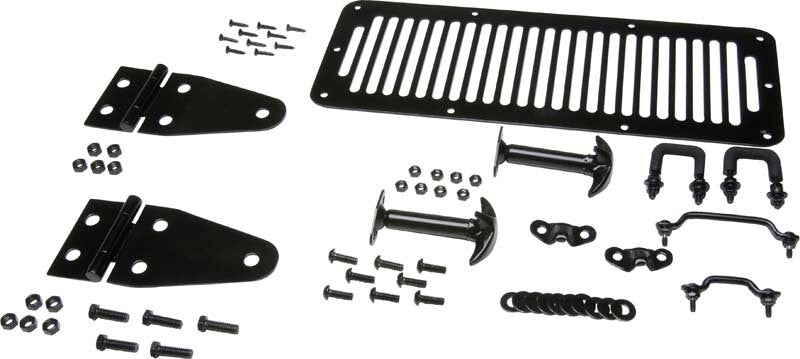 Kentrol 78-95 Jeep CJ/Wrangler YJ Hood Kit - Powdercoat Black Hoods Kentrol