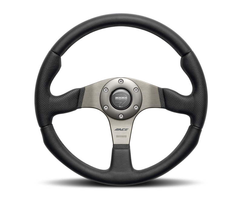 Momo Race Steering Wheel 350 mm - Black Leather/Anth Spokes Steering Wheels MOMO