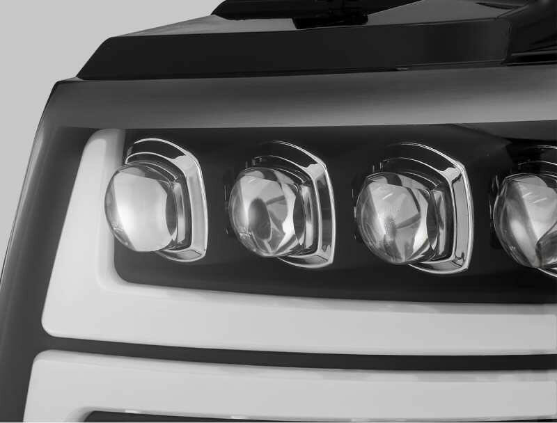 AlphaRex 07-13 Chevy Avalanche NOVA LED Proj Headlights Plank Style Matte Black w/Activ Light/DRL Headlights AlphaRex