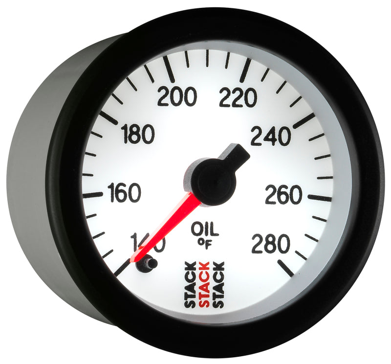 Autometer Stack 52mm 140-280 Deg F 1/8in NPTF Male Pro Stepper Motor Oil Temp Gauge - White Gauges AutoMeter