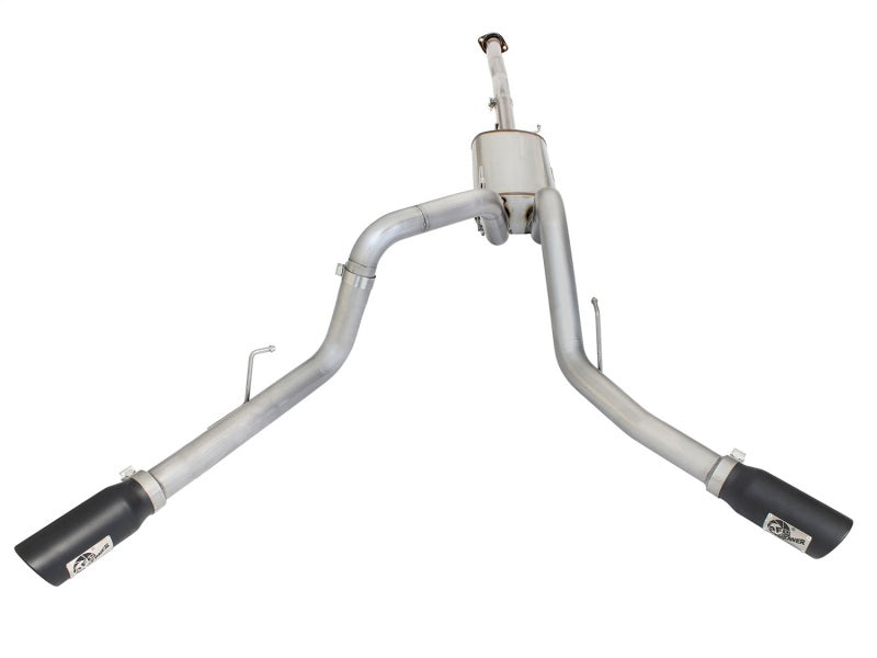 aFe MACHForce XP Exhaust 3in SS Dual Side Exit CB w/ Black Tips 2015 Ford F150 5.0L V8 CC/SB EC/LB Catback aFe