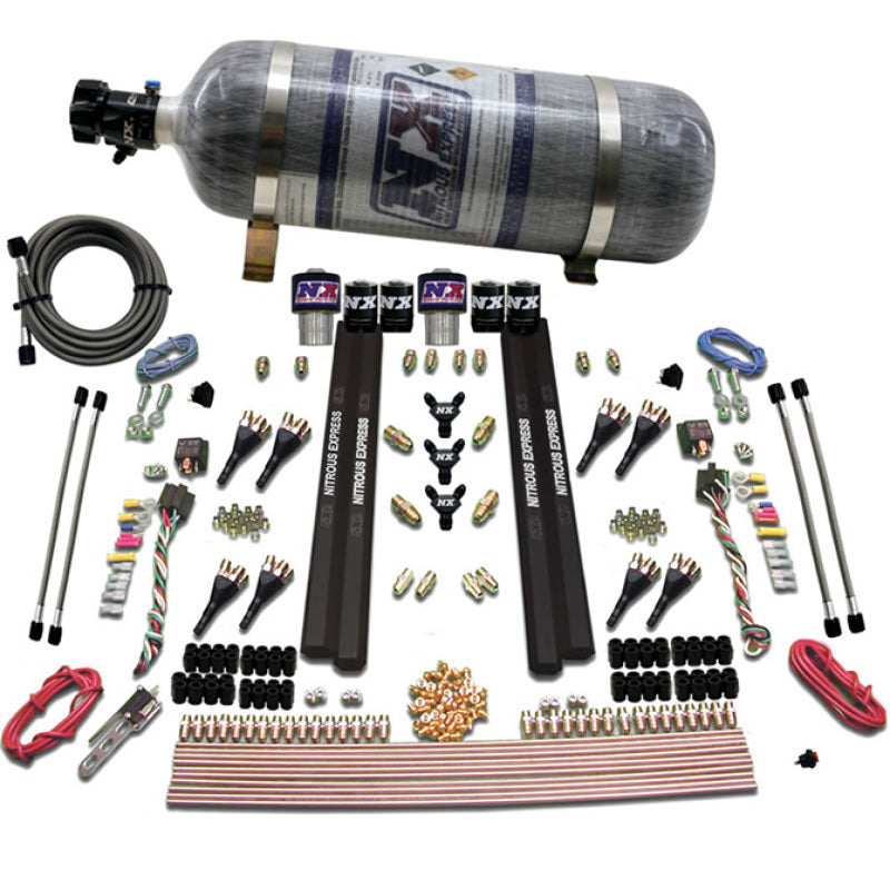 Nitrous Express SX2 Dual Stage/Gas/Rails 8 Nozzles Nitrous Kit (200-1200HP) w/Composite Bottle Nitrous Systems Nitrous Express