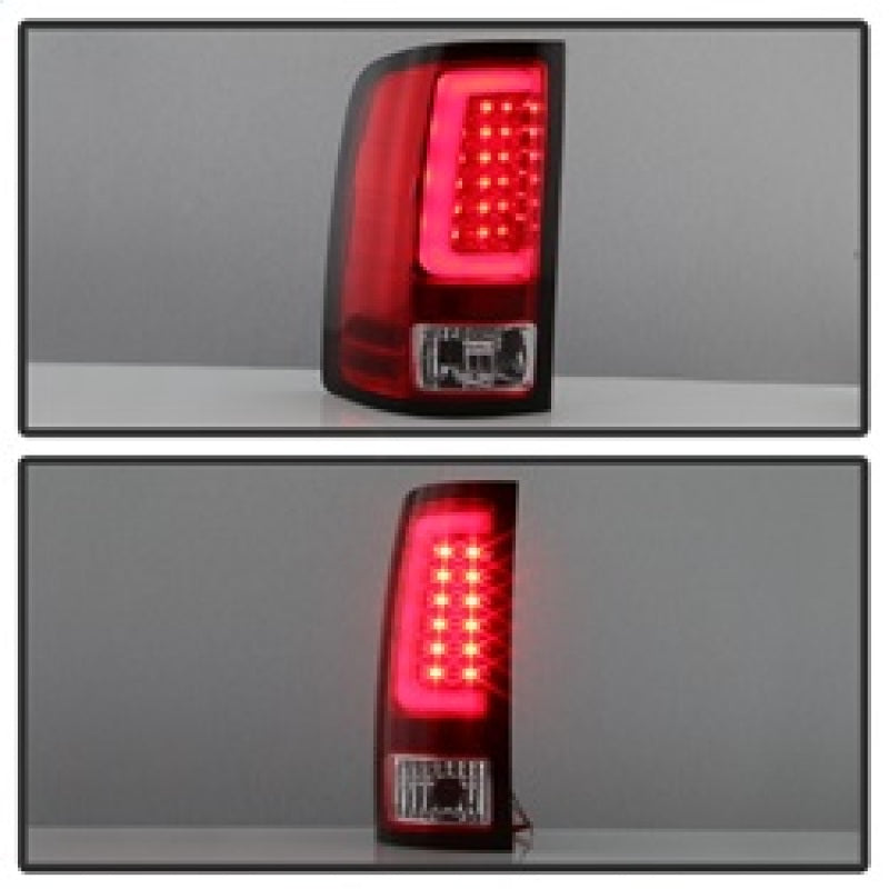 Spyder 07-13 GMC Sierra 1500 V2 Light Bar LED Tail Lights - Red Clear (ALT-YD-GS07V2-LBLED-RC) Tail Lights SPYDER