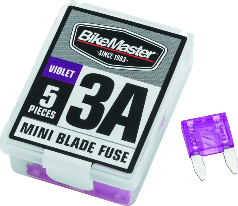BikeMaster 5Piece 3A Replacement Mini Blade Fuse Light Accessories and Wiring BikeMaster