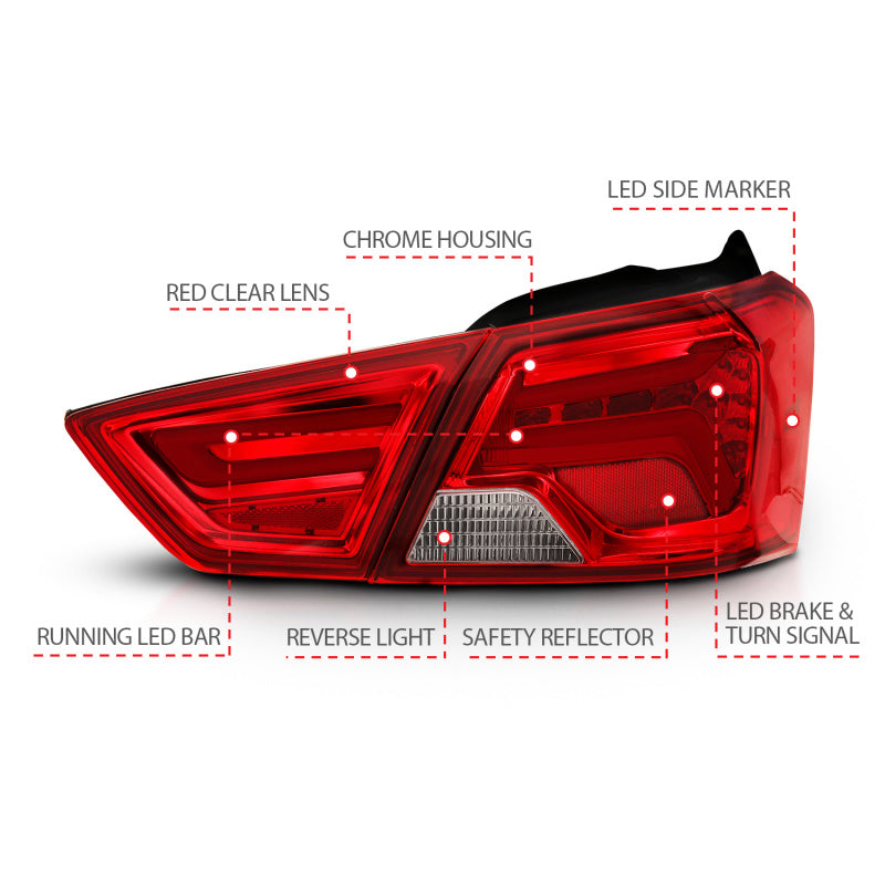 ANZO 14-18 Chevrolet Impala LED Taillights Red/Clear Tail Lights ANZO