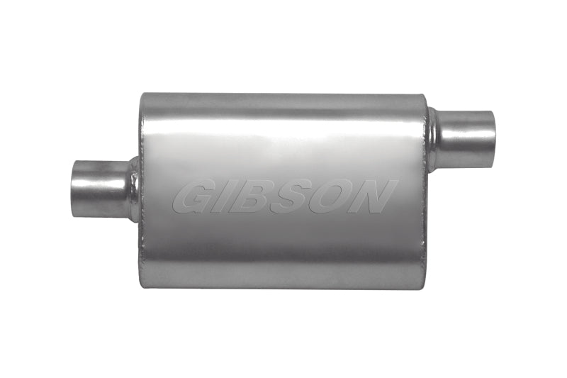 Gibson CFT Superflow Center/Offset Oval Muffler - 4x9x18in/2.25in Inlet/2.25in Outlet - Stainless Muffler Gibson