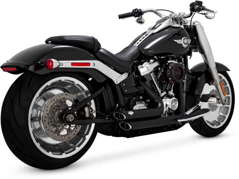 Vance & Hines 18-22 Harley Softail Wide Tire Shortshots Staggered Exhaust System - Black Powersports Exhausts Vance and Hines