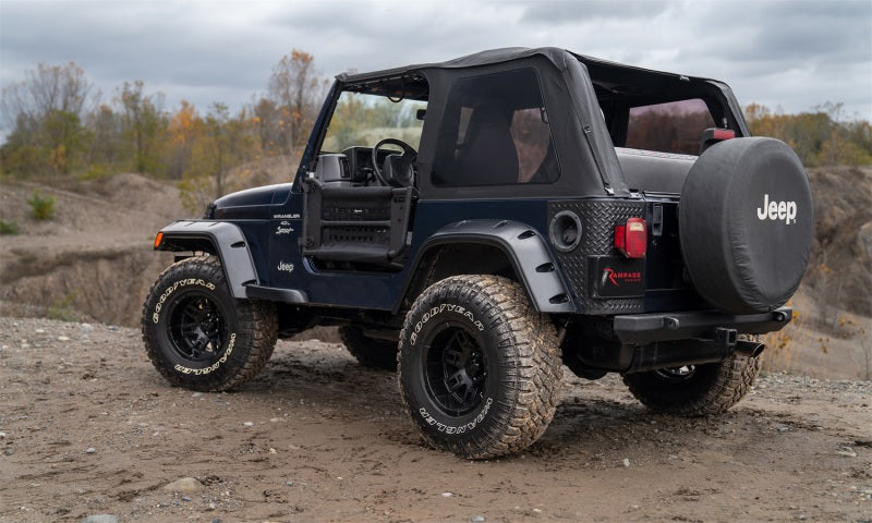 Rampage 97-06 Jeep Wrangler TJ Frameless Trail Soft Top Kit - Black Diamond Soft Tops Rampage