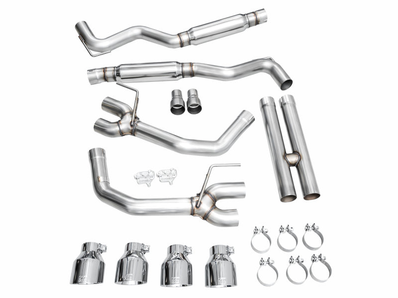 AWE 2024 Ford Mustang Dark Horse S650 RWD Track Edition Cat-Back Exhaust w/ Quad Chrome Silver Tips Catback AWE Tuning