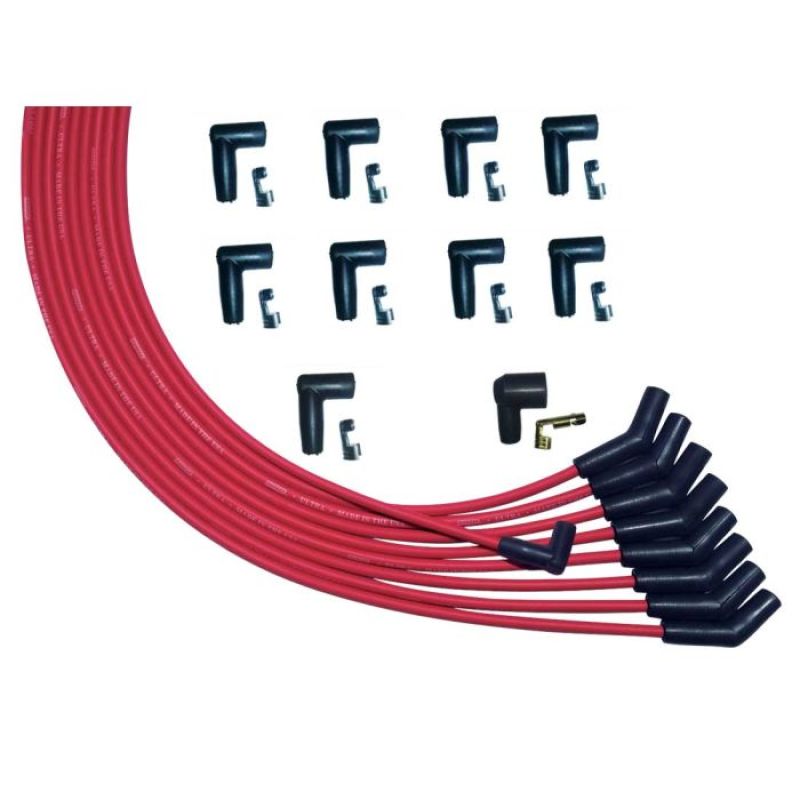 Moroso V8 135 Deg Plug Boots HEI Ultra Spark Plug Wire Set - Red Spark Plug Wire Sets Moroso