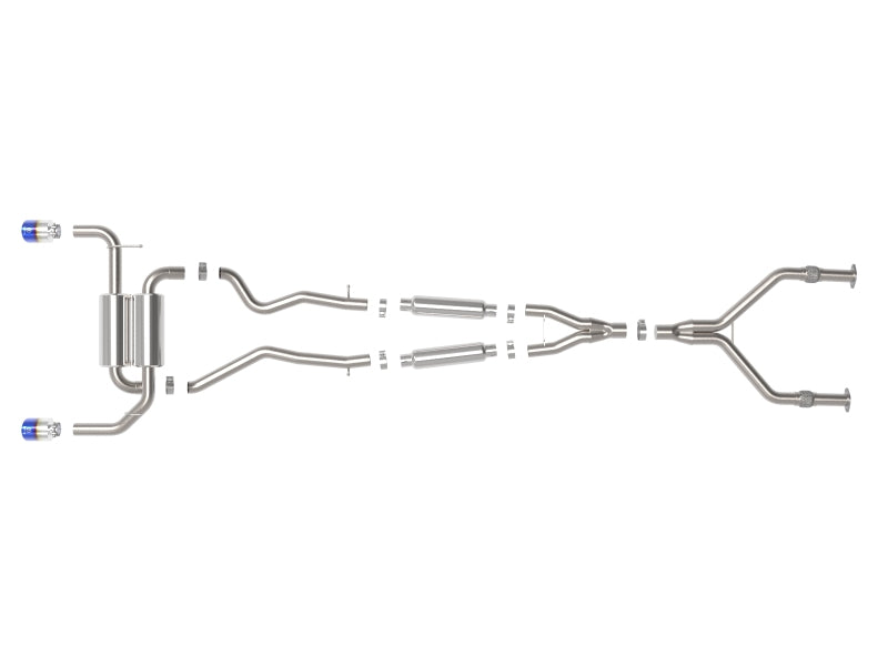 aFe 14-15 Infiniti Q50 V6 3.7L Takeda 2-1/2in 304 SS Cat-Back Exhaust System w/ Blue Flame Tips Catback aFe