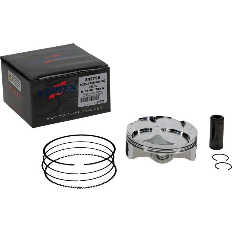 Vertex Piston 22-24 Honda CRF 250 R 250cc Forged High Compression Piston Kit 14.4:1 Comp. Piston Sets - Powersports Vertex Pistons