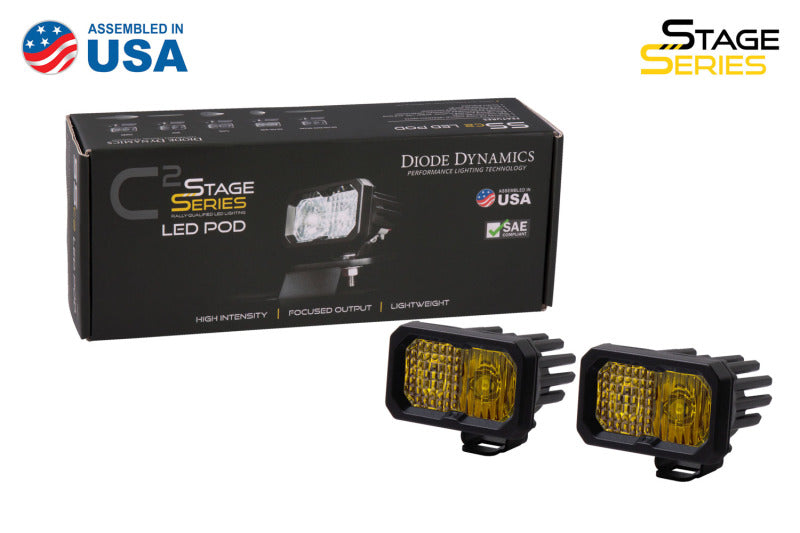 Diode Dynamics Stage Series 2 In LED Pod Sport - Yellow Combo Standard ABL (Pair) Light Accessories and Wiring Diode Dynamics