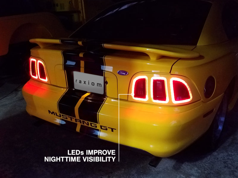 Raxiom 96-98 Ford Mustang Icon LED Tail Lights- Black Housing (Smoked Lens) Tail Lights Raxiom