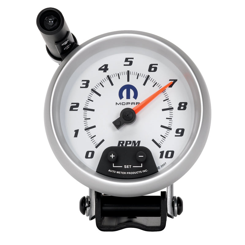 AutoMeter Gauge Tachometer 3-3/4in. 10K RPM Pedestal W/ Ext. Quick-Lite White Mopar Gauges AutoMeter