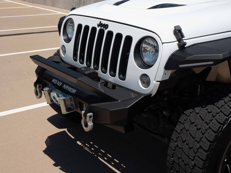 Road Armor 07-18 Jeep Wrangler JK Stealth Front Fender Flare Body Armor w/LED DRL - Tex Blk Bumpers - Steel Road Armor