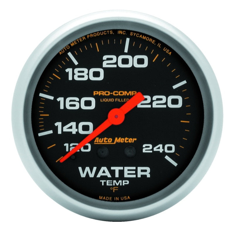 Autometer Liquid Filled Mechanical 66.7mm 120-240 deg F Water Termperature Gauge w/ 12in Tubing Gauges AutoMeter