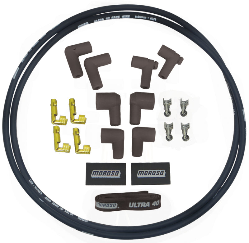 Moroso Ignition Coil Wire Kit - Ultra 40 - Sleeved - 4ft - Black Stock Replacement Ignition Moroso