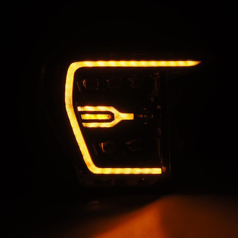 AlphaRex 21-22 Ford F-150 NOVA LED Proj Headlights Plank Style Alpha Blk w/Activ Light/Seq Signal Headlights AlphaRex