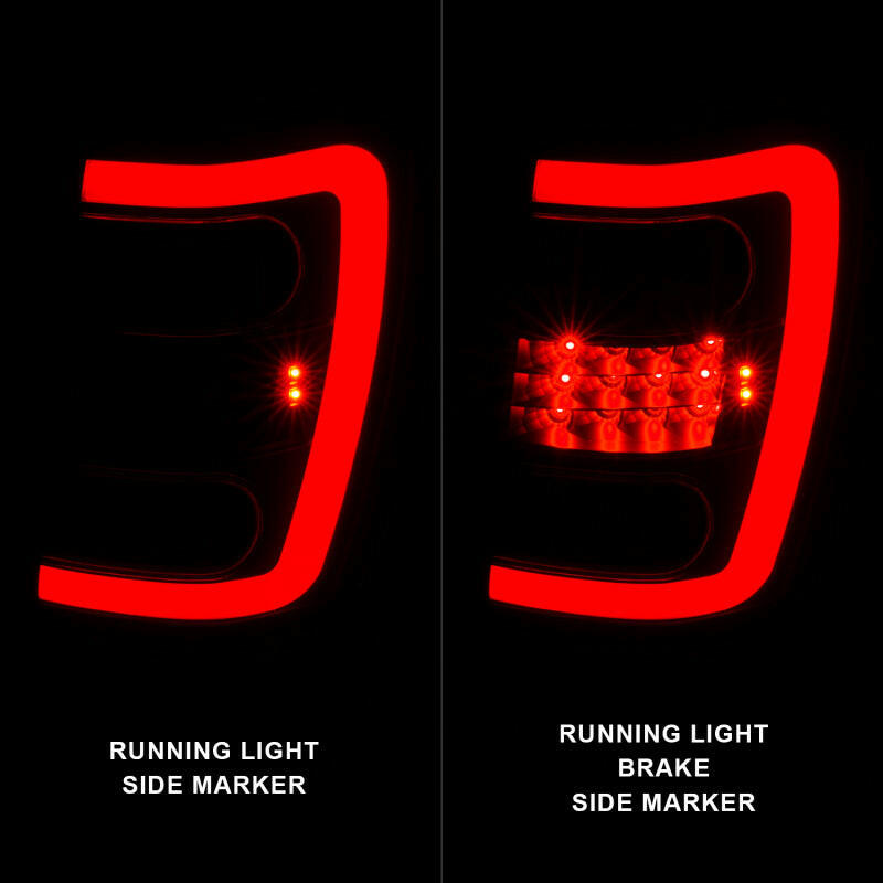 ANZO 1999-2004 Jeep Grand Cherokee LED Tail Lights w/ Light Bar Black Housing Smoke Lens Tail Lights ANZO