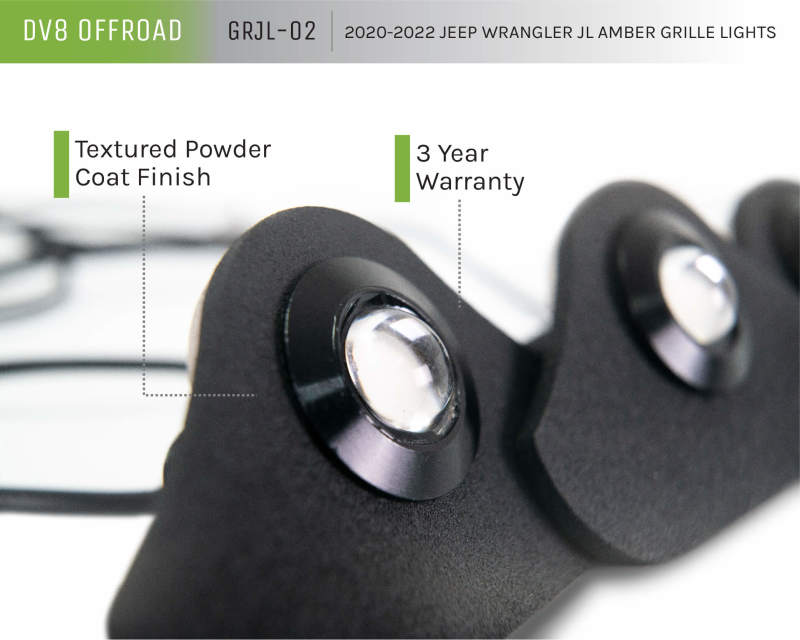 DV8 Offroad 2018+ Jeep JL Grill Amber Marker Lights Grilles DV8 Offroad