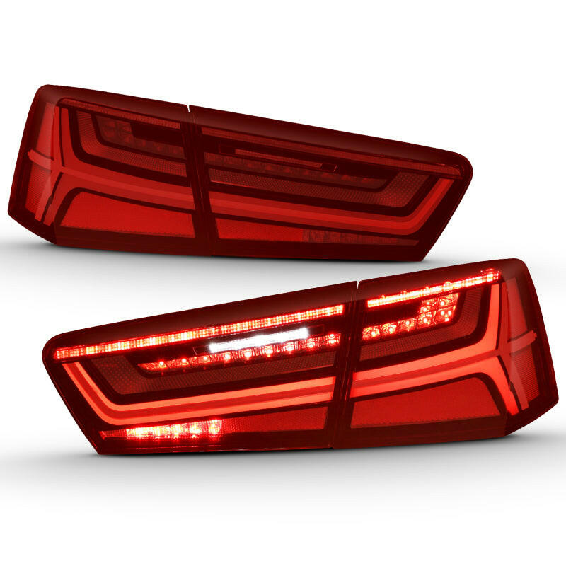 ANZO 2012-2018 Audi A6 LED Taillight Black Housing Red/Clear Lens 4 pcs (Sequential Signal) Tail Lights ANZO