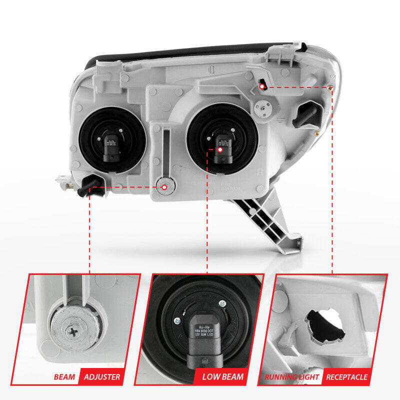 ANZO 2003-2005 Toyota 4Runner Crystal Headlights Black Headlights ANZO