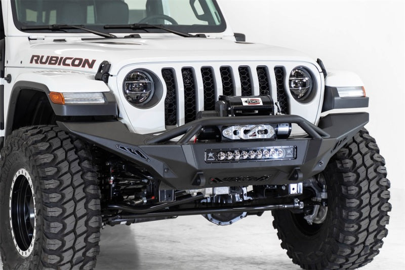 Addictive Desert Designs 2020 Jeep Gladiator JT Stealth Fighter Front Bump w/ Top Hoop & Winch Mount Bumpers - Steel Addictive Desert Designs