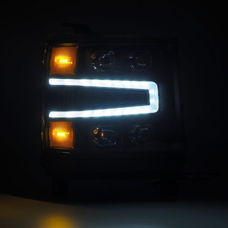 AlphaRex 16-18 Chevy 1500HD NOVA-Series LED Proj Headlights BK w/Actv Lgt/SeqSig & DRL (Req 810023) Headlights AlphaRex