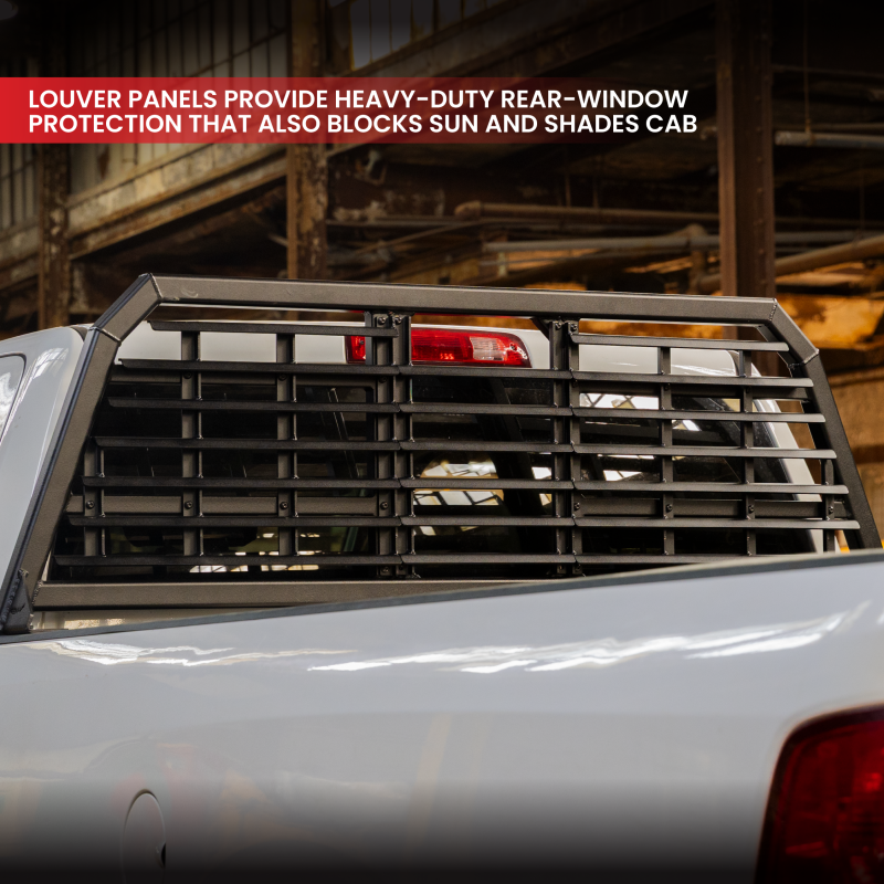 Gen-Y 20+ GMC GM 2500/3500 Defender Headache Rack/ 3-Louver Panels - Black Exterior Trim GEN-Y Hitch