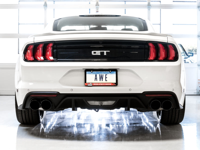 AWE Tuning 2018+ Ford Mustang GT (S550) Cat-Back Exhaust - Touring Edition (Quad Diamond Black Tips) Catback AWE Tuning