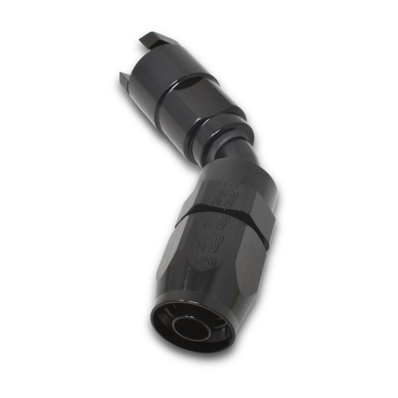 Russell Performance 5/16in SAE Quick Disc Female to -6 Hose Black 45 Degree Hose End Fittings Russell