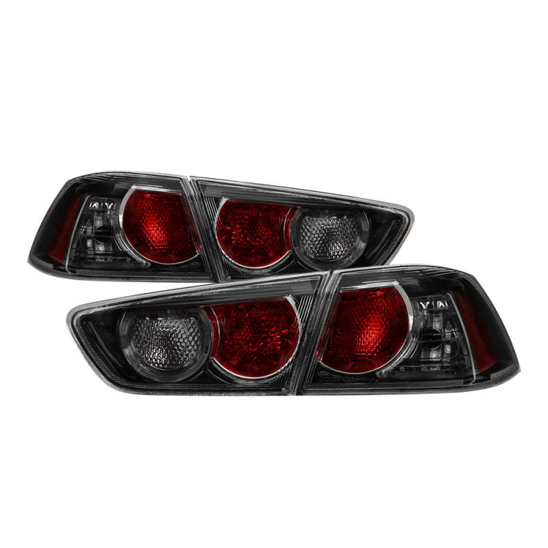 xTune 08-15 Mitsubishi Lancer OE Style Tail Lights - Black Smoke ALT-JH-MLEVO08-BSM Tail Lights SPYDER