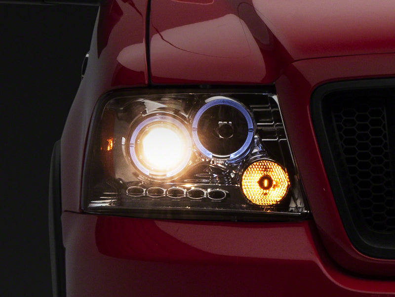 Raxiom 04-08 Ford F-150 Dual LED Halo Projector Headlights- Chrome Housing (Clear Lens) Headlights Raxiom