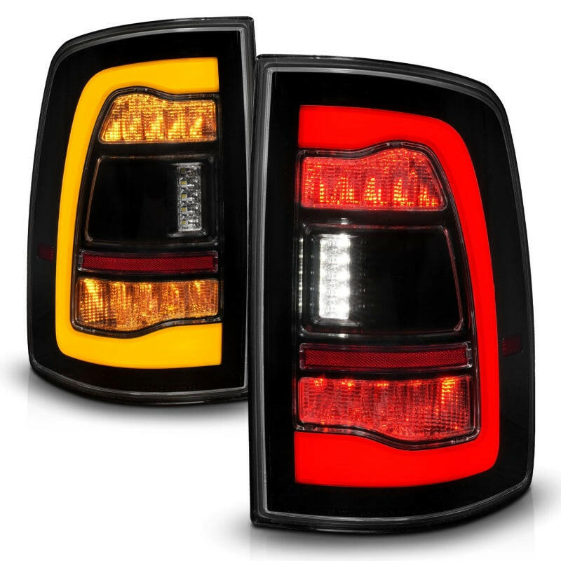 ANZO 09-18 Dodge Ram 1500 Sequential LED Taillights Smoke Black w/Switchback Amber Signal Tail Lights ANZO