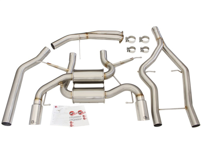 aFe MACHForce XP SS-304 Polish Tip 3.0in-2.5in Dia Cat Back Exhaust 11-13 BMW 335i (E90/E92) 3.0L Catback aFe