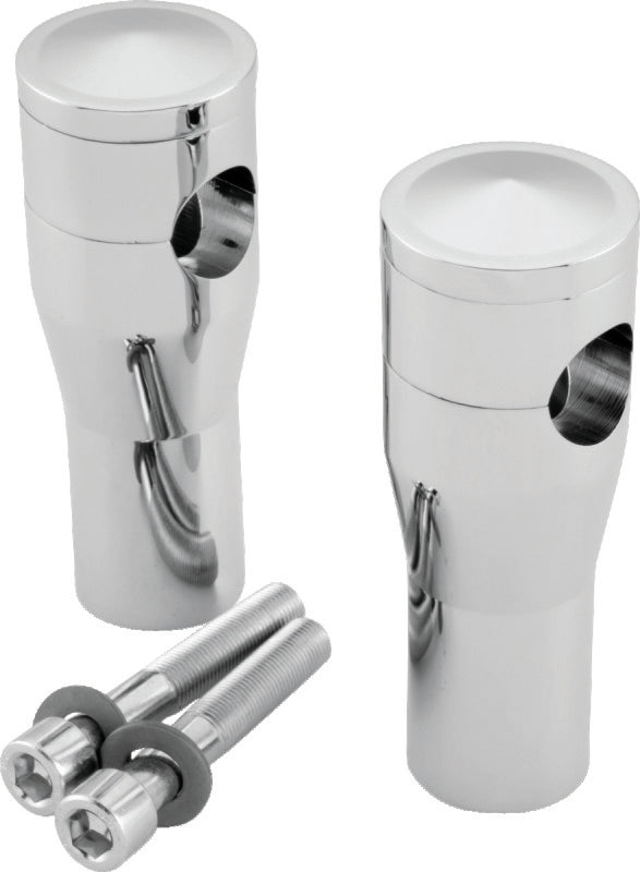 Bikers Choice 4 Inch Chrome Smooth Top Risers for BC or DNA Springer Front End Handlebars Bikers Choice