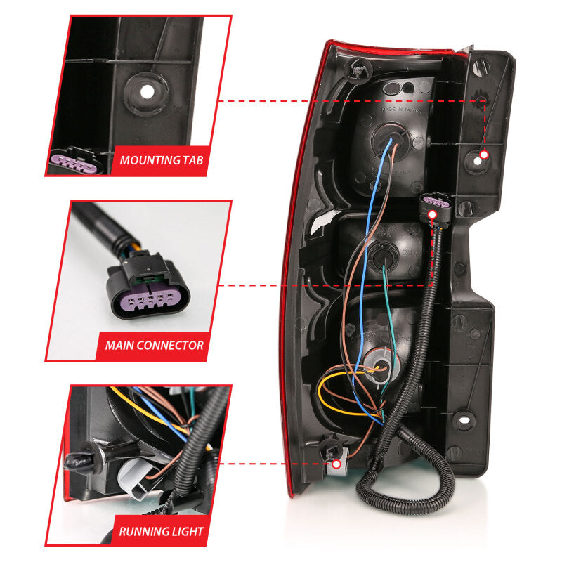 ANZO 2007-2014 Chevy Tahoe Taillight Red/Clear Lens (OE Replacement) Tail Lights ANZO