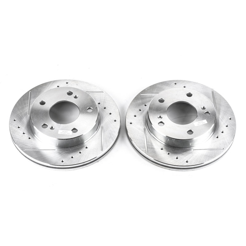Power Stop 94-96 Nissan 240SX Front Evolution Drilled & Slotted Rotors - Pair Brake Rotors - Slot & Drilled PowerStop