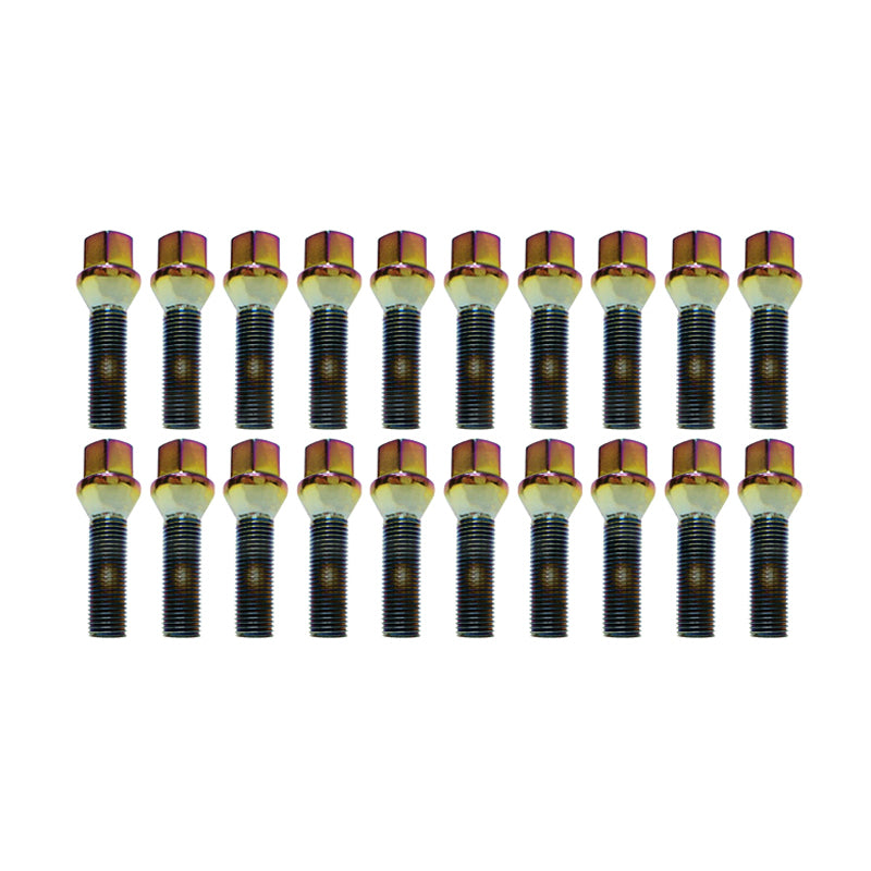 Wheel Mate Mevius 17 Hex Lug Bolt Set of 20 - Chrome Neon 14x1.25 40mm Cone 60 DEG TAP Lug Nuts Wheel Mate