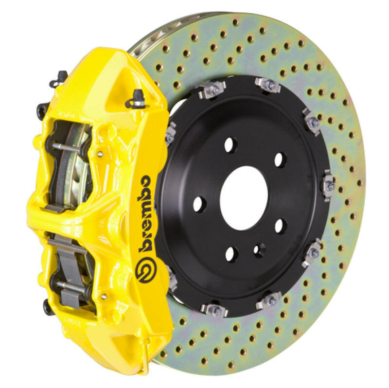 Brembo 08-14 C63 AMG (Excl. Black Series) Fr GT BBK 6 Pist Cast 380x34 2pc Rotor Drilled- Yellow Brake Kits - Performance Slot Brembo