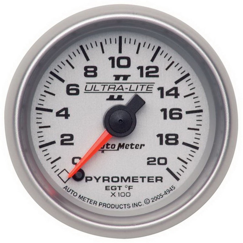 Autometer Ultra-Lite II 52mm 0-2000 Deg F Full Sweep Electric Pyrometer (EGT) Gauge Gauges AutoMeter
