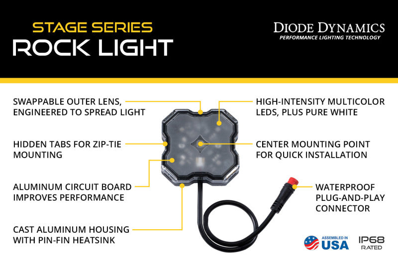 Diode Dynamics Stage Series RGBW LED Rock Light (Add-on 2-pack) Light Accessories and Wiring Diode Dynamics
