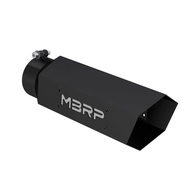 MBRP Universal Hex Tip 4in Inlet 16in Length w/ Logo - Black Coated Tips MBRP