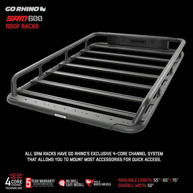 Go Rhino SRM 600 Basket Style Roof Rack 55in. - Tex. Blk Roof Baskets Go Rhino