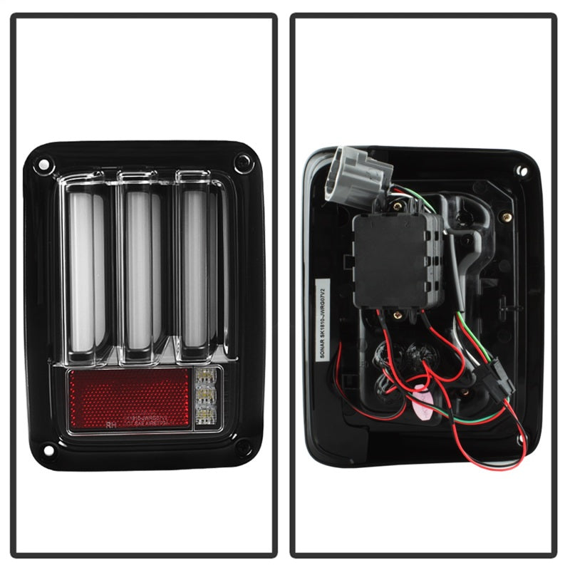 Spyder 07-16 Jeep Wrangler Version 2 Light Bar LED Tail Lights - Black (ALT-YD-JWA07V2-LBLED-BK) Tail Lights SPYDER