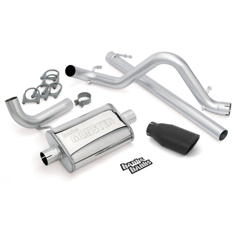 Banks Power 07-11 Jeep 3.8L Wrangler - 2dr Monster Exhaust System - SS Single Exhaust w/ Black Tip Catback Banks Power