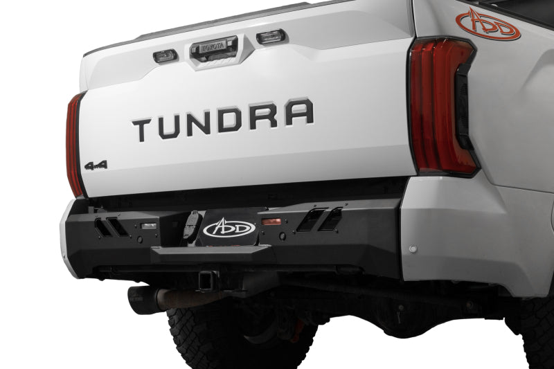 Addictive Desert Designs 2022+ Toyota Tundra Black Label Rr Bumper - Hammer Blk w/ Satin Blk Panels Bumpers - Steel Addictive Desert Designs