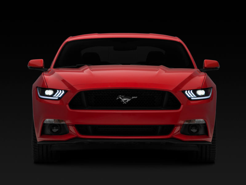 Raxiom 15-17 Ford Mustang Projector Headlights OEM HID Bulbs- Black Housing (Clear Lens) Headlights Raxiom